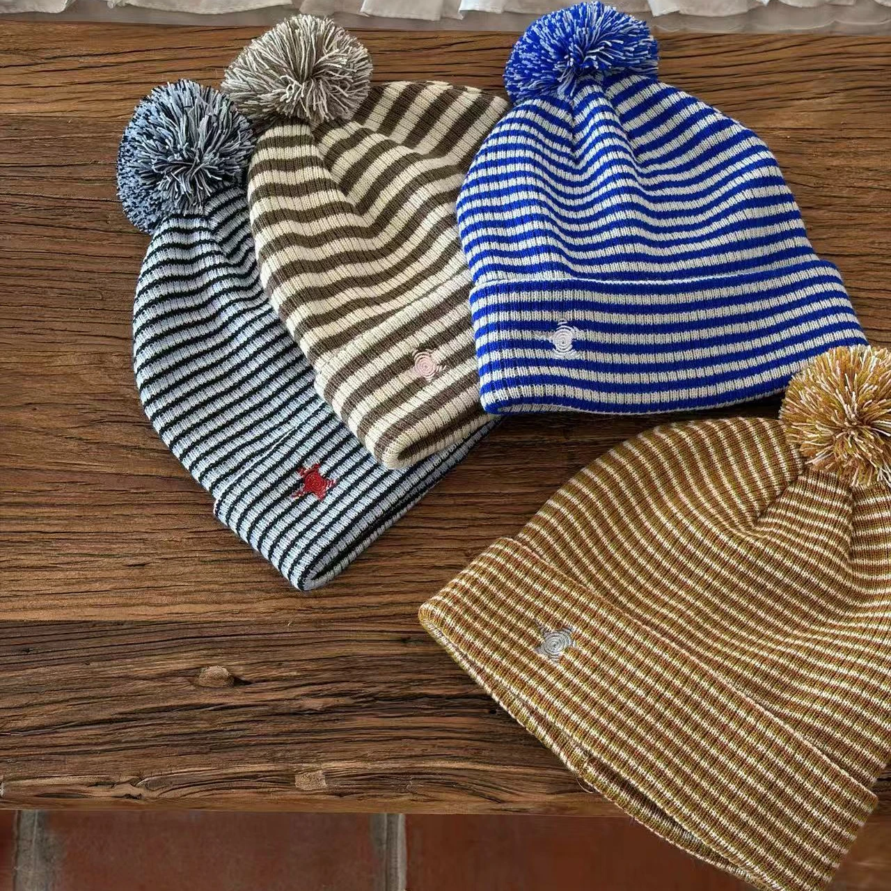 Beanie Cuffed Knit - Gorro de punto a rayas unisex