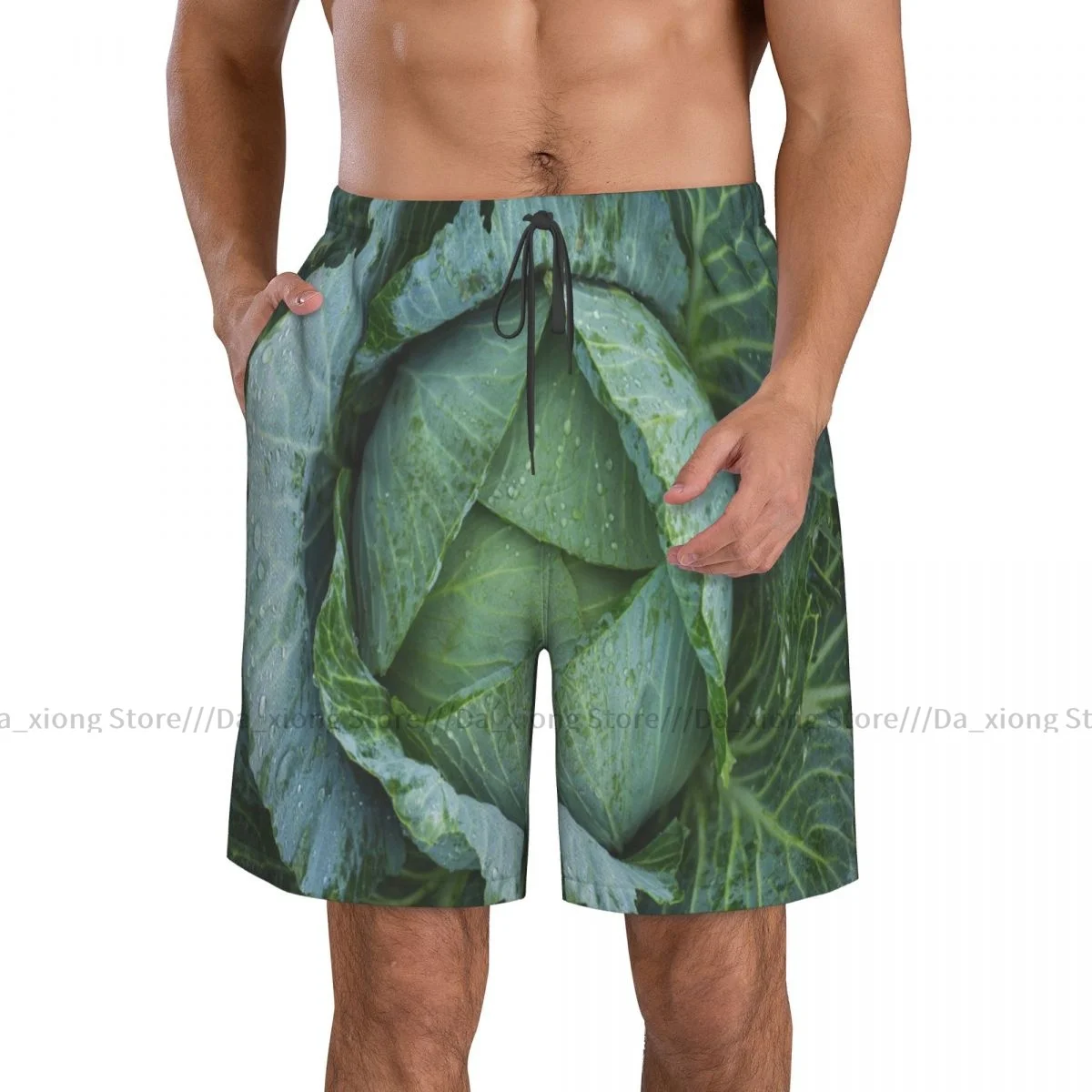 Mens Swimwear Swim Short Trunk Cabbage Print Beach Board Shorts Swimming Surffing shorts