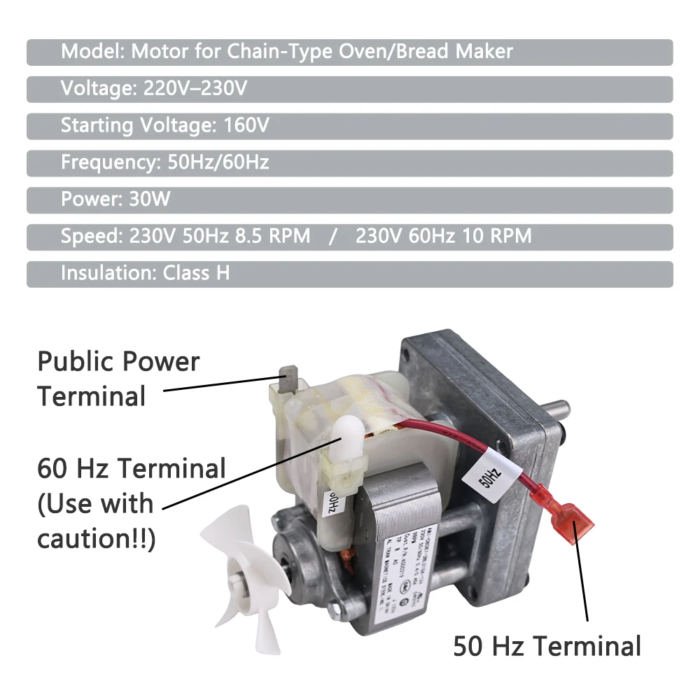 Replacement Chain Motor for Hatco & Antunes Roundup Vertical Toaster, B3715UI Compatible Conveyor Drive Gear Motor 220V