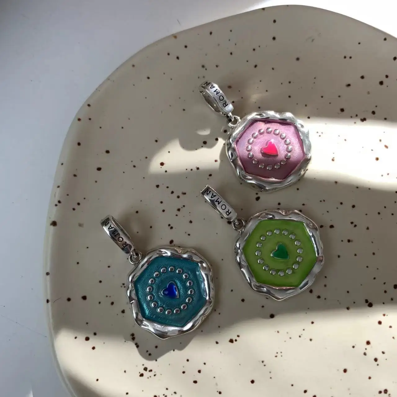 New in Summer Fresh Ice Cream Color heart-shaped Pendant Fashion Texture Trend silver 925 Small Accessories Jewelry Gift