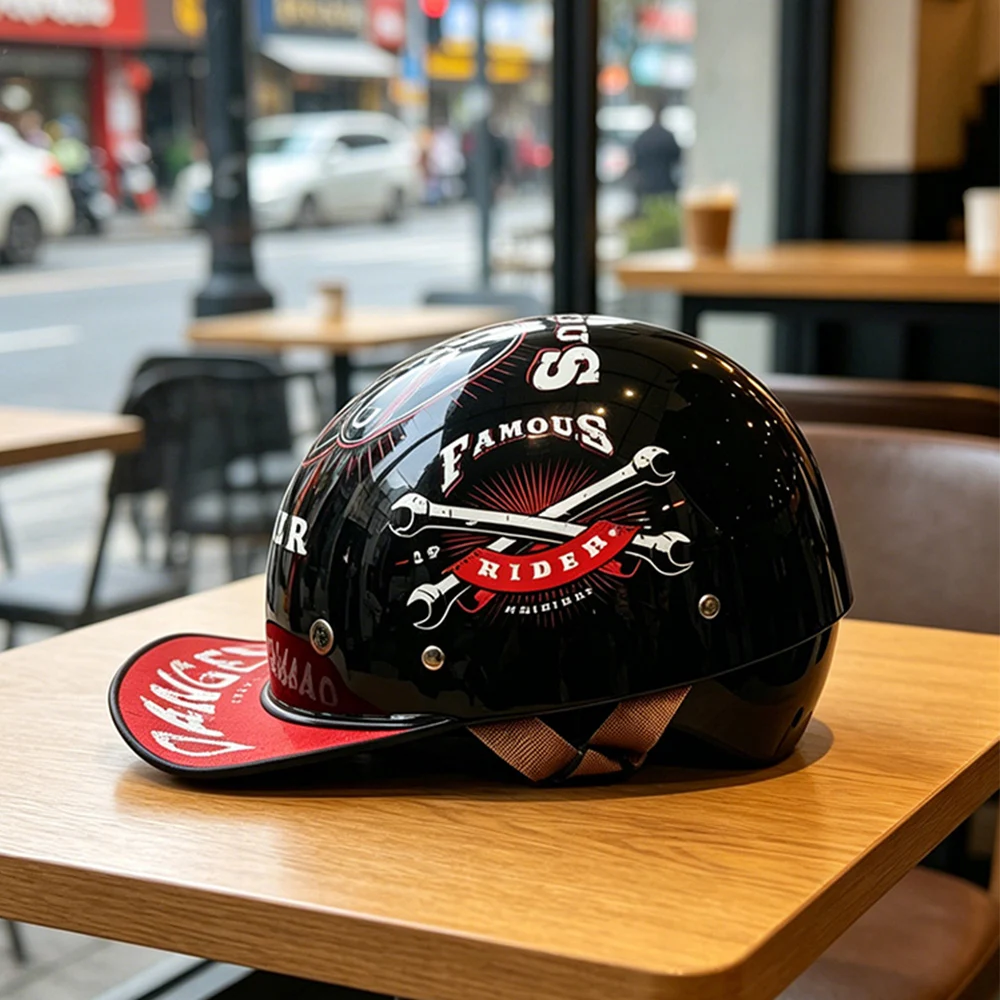 Unisex Vintage Motorcycle Cruising Baseball Cap Helmet Half Helmet Heavy Duty Motorcycle Helmet Protective Gear for Men And Wome