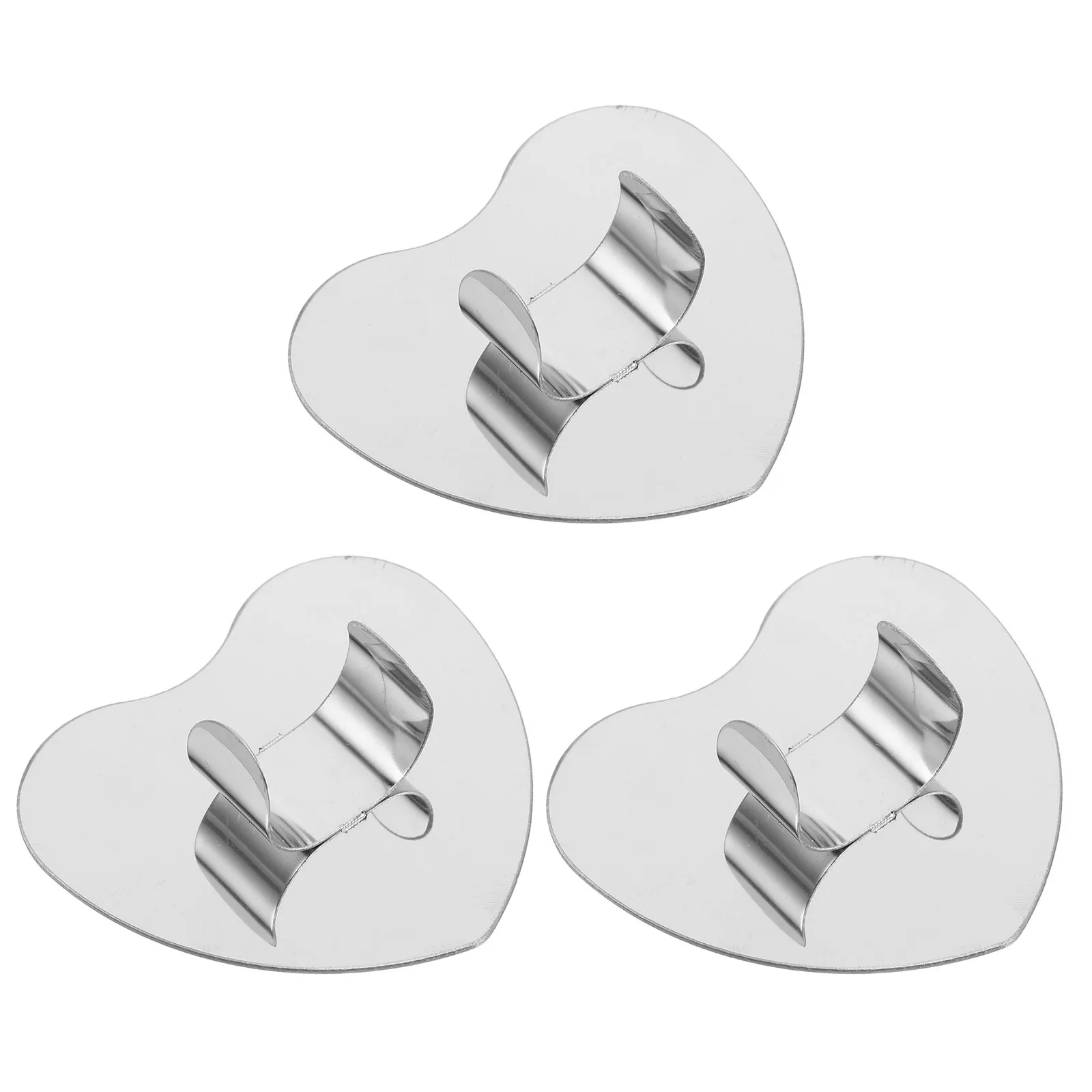 3pcs Heart-Shaped Makeup Mirror Stainless Steel Handheld Palette For Travel Home Office Touch-Up Nail Art, Small Eyeshadow