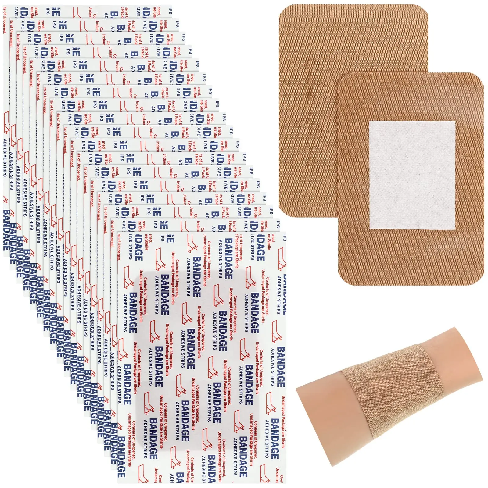 20/40/60Pcs 70*54mm Elastic Fabric Bandages Breathable Adhesive Wound Patches Flexible Stretchy for Home Outdoor First Aid
