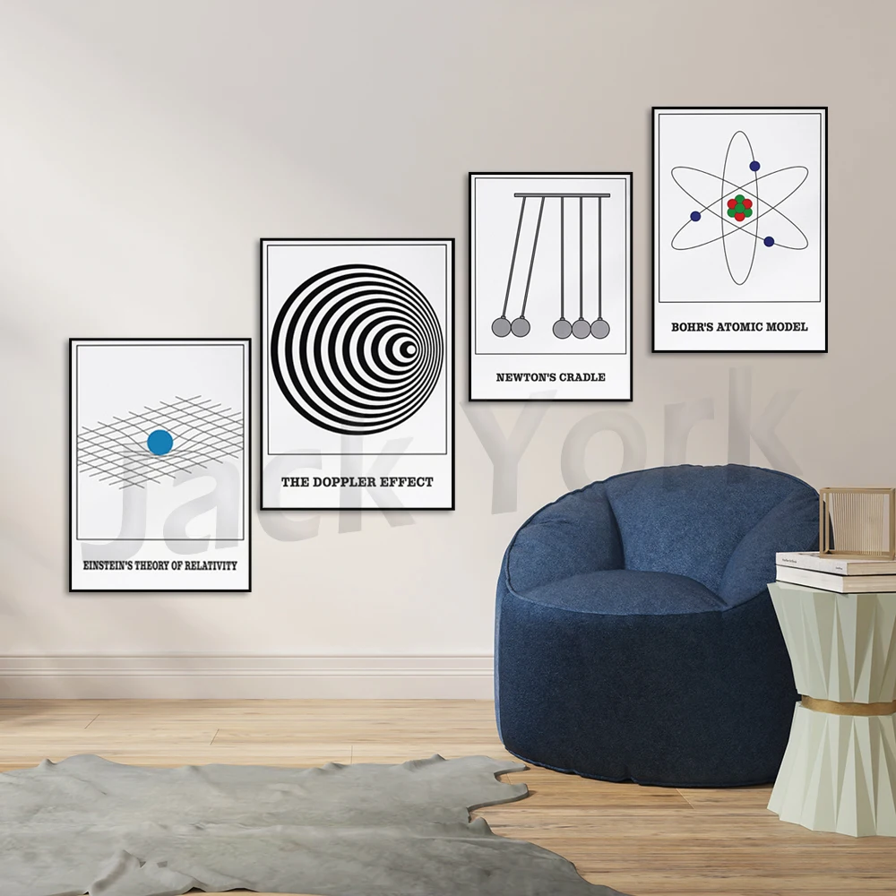 Doppler effect as scientific poster, Hilbert curve as scientific poster, physics,  gift idea, illustration, printable wall art