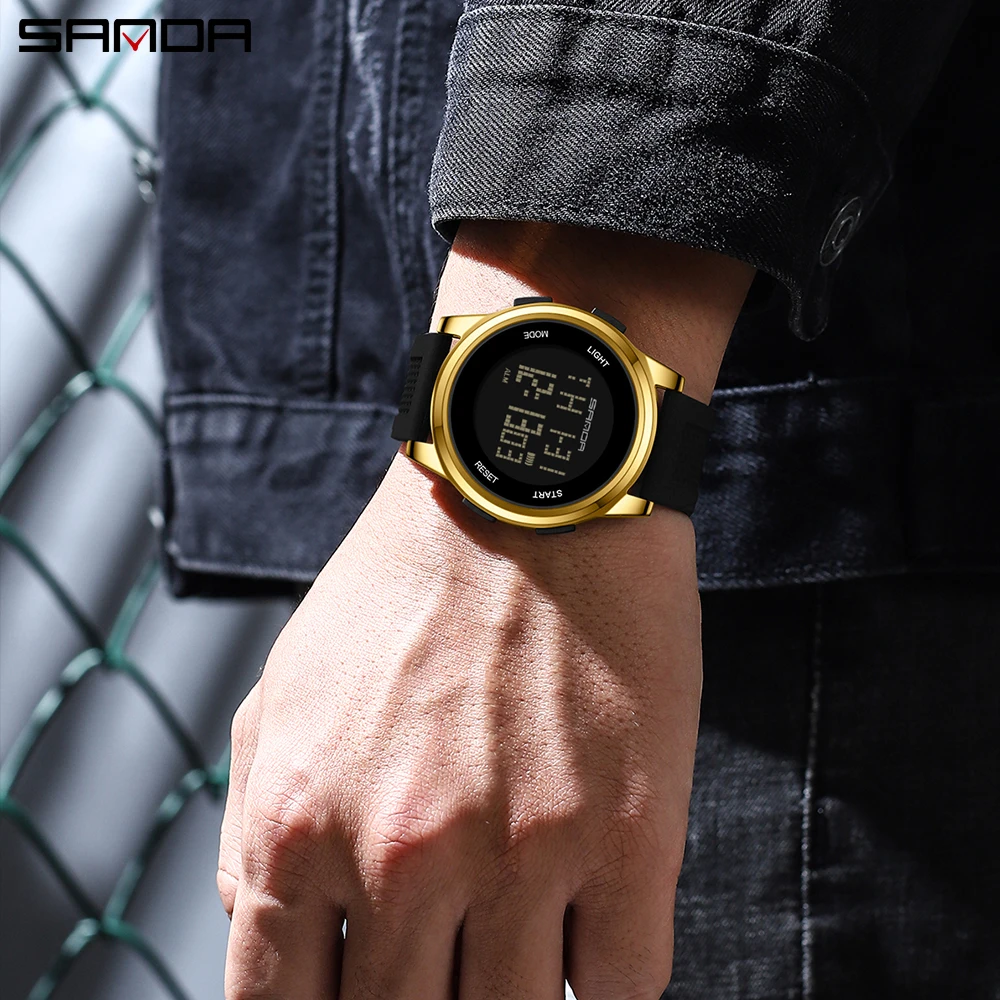 Fashion Sanda 9067 Top Brand Luxury Led Stopwatch Waterproof Male Electronic Clock Digital Men Military Army Sport Wrist Watches