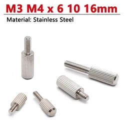 M3 M4 X 6 10 16mm Stainless Steel Small Head Straight Knurled Bolt Thumb Screw Long Handle Cylindrical Screws Hand Screw 5-20pcs