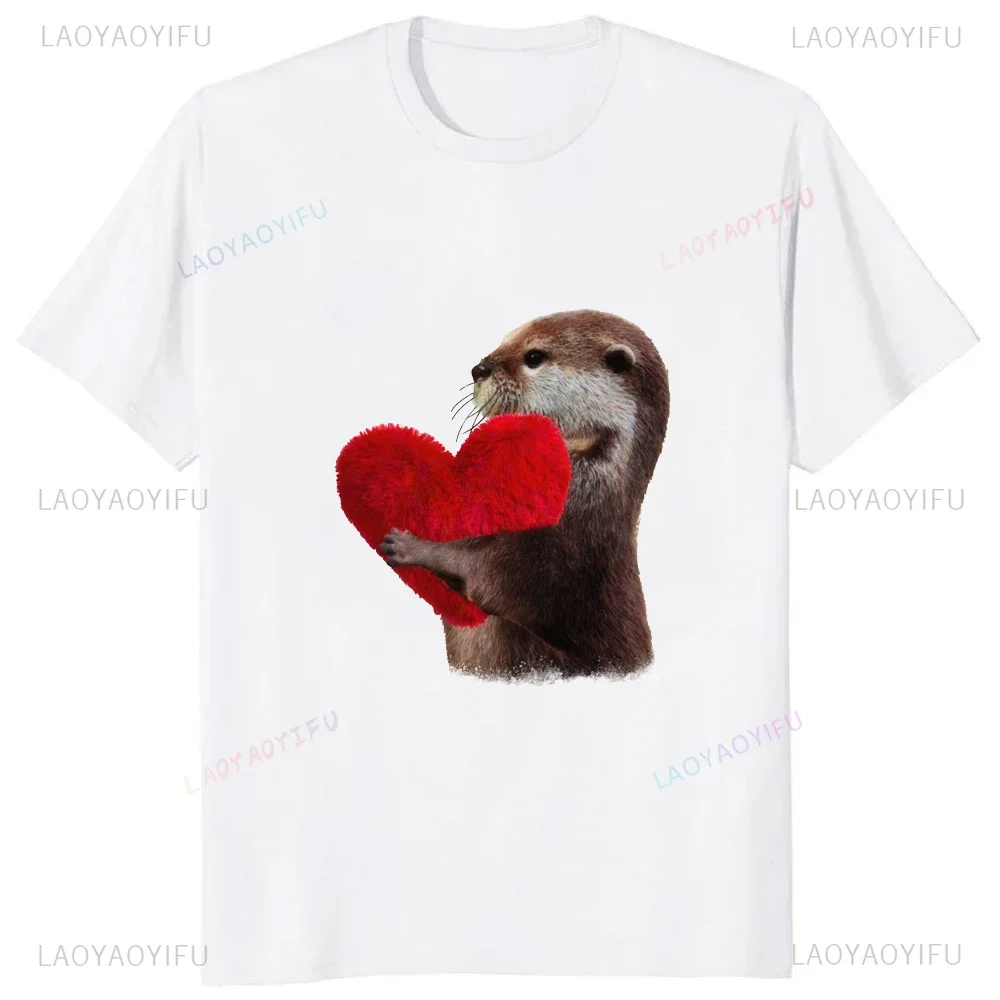 Kawaii Otter Lover Funny Printed T-shirt Harajuku Style Casual Fashion Streetwear Hip Hop Tshirt Loose Comfort Breathe Man Tees