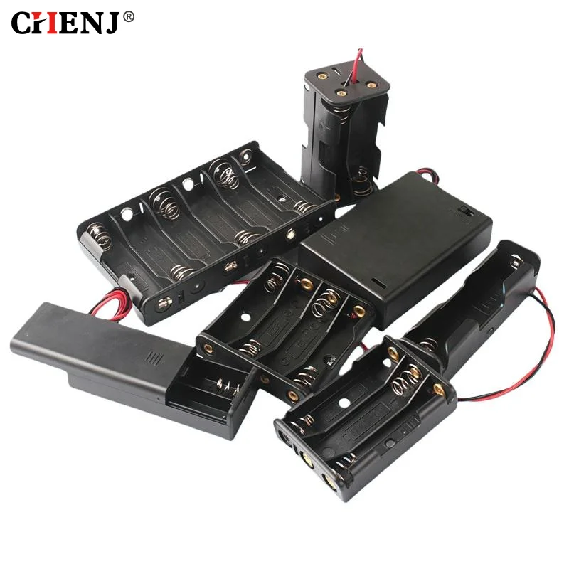 1/3Pcs AA Battery Holder Storage Case Box With Switch And Cover For AA Batteries Standard Container 1 2 3 4 6 8 Slots