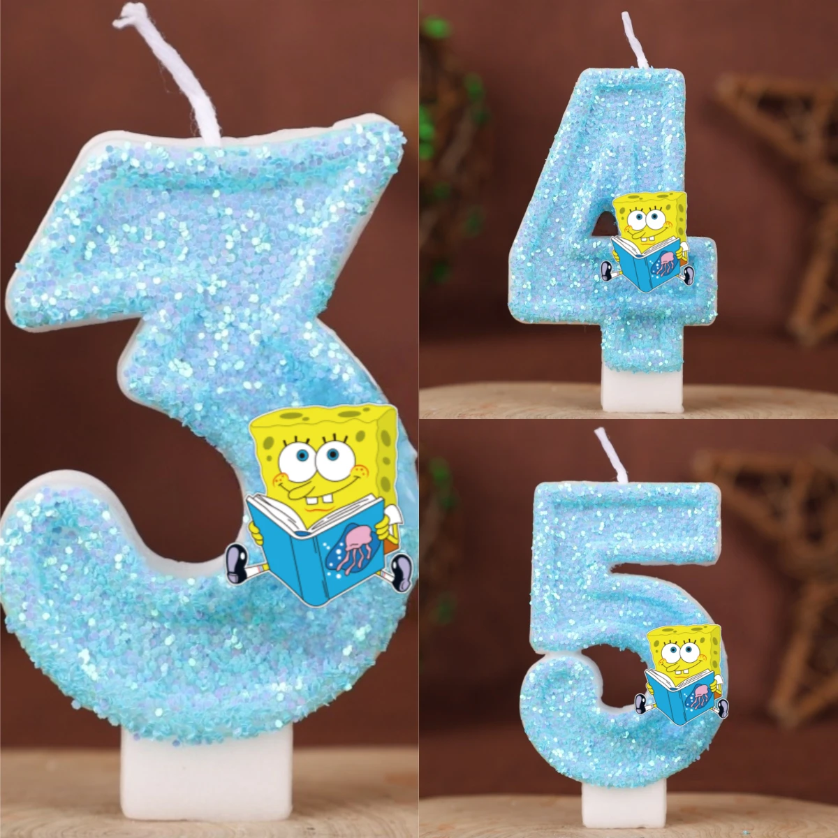 SpongeBob Digitale Kerzen Topper Geburtstag Jahrestag Beliebte Cartoon 0-9 Nummer Geburtstag Jahrestag Kuchen Party Dekor Kinder Geschenk