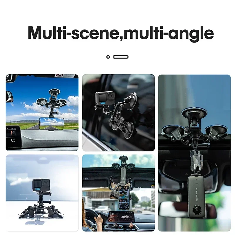 Glass Suction Cup for Insta360 ONE X3 X2 RS/DJI Action 5 Pro 4 3/GoPro Hero 11 10 9 Acessories Car Window Strong Mount Holder