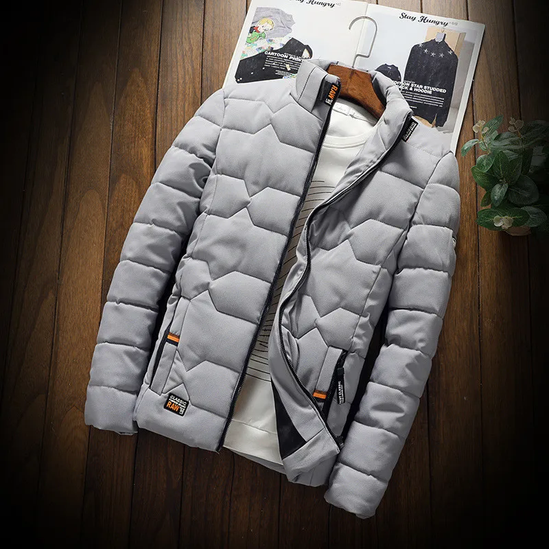 Autumn Winter Jacket Men Thicken Warm Cotton-padded Mens Jackets Slim Fit Stand Collar Youth Winter Jackets and Coats For Me
