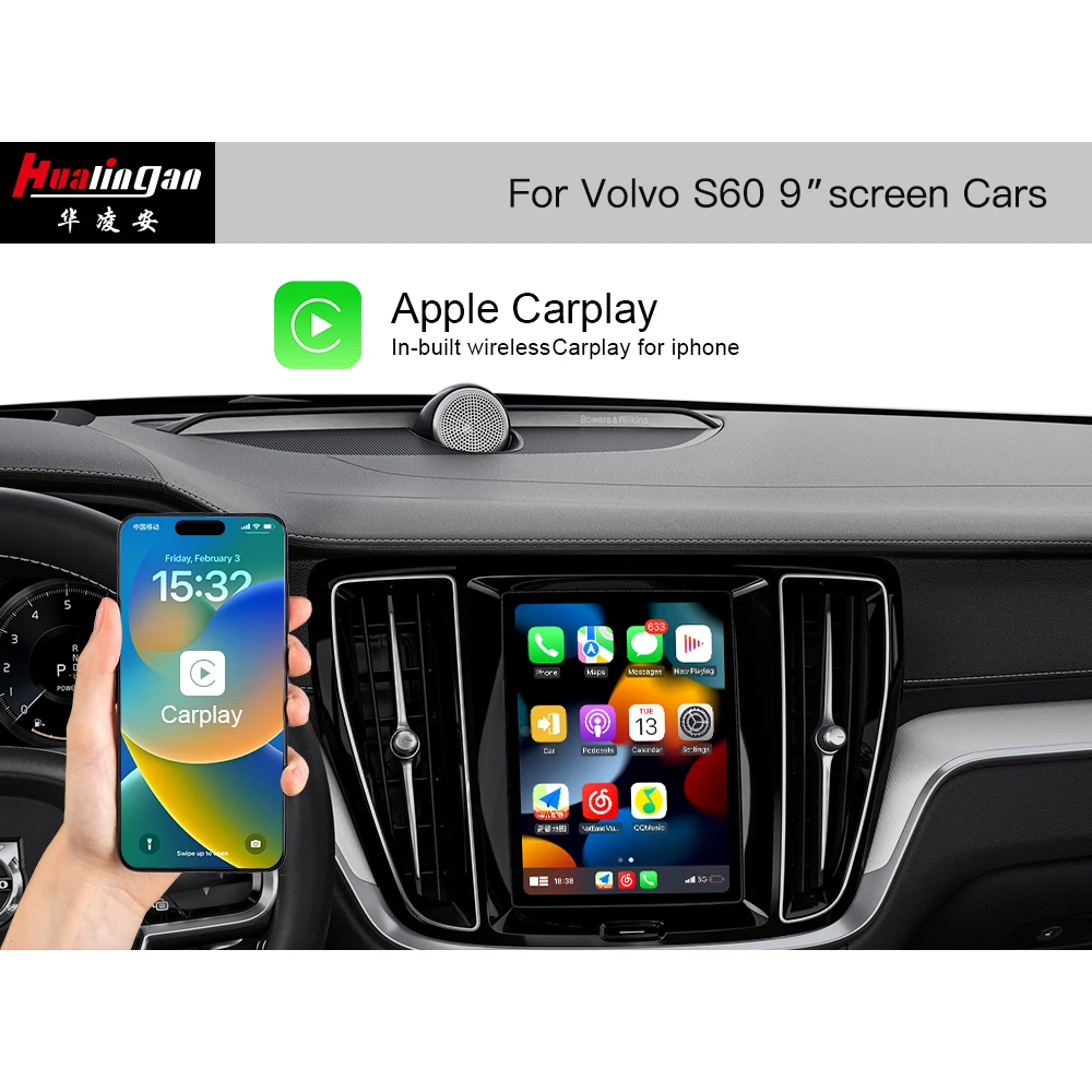 

Hualingan 128G multimedia box for Volvo XC60 XC40 XC90 S90 V60 S60 V60 Apple CarPlay Android Auto screen upgrade full screen