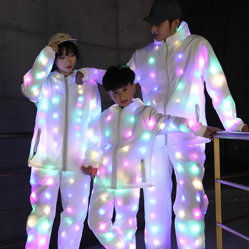 Rekwizyty LED do biegania nocą, świecące i efektowne, światła LED, kurtki karnawałowe, kostiumy z efektem błysku do występów tanecznych dla dorosłych i dzieci.