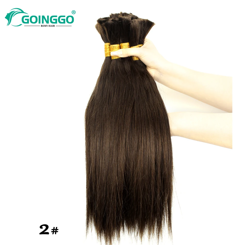 Extensão de cabelo em massa reta para trança, cabelo humano Remy, marrom escuro, cabelo crochê, 100g, 16-28 em