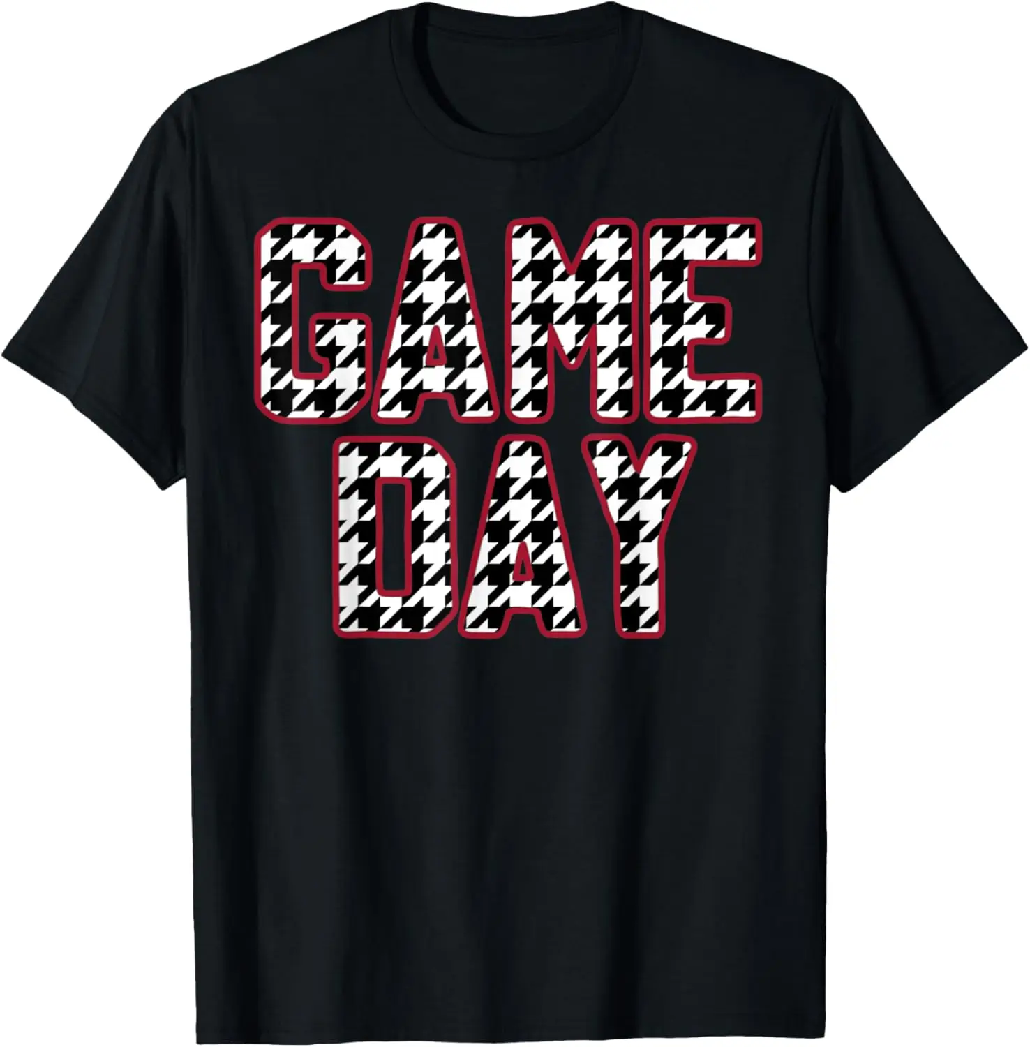 Vintage Game Day Houndstooth Alabama American Football Fans T-Shirt Custom Printed Graphic T Shirts Mens Clothing Camiseta