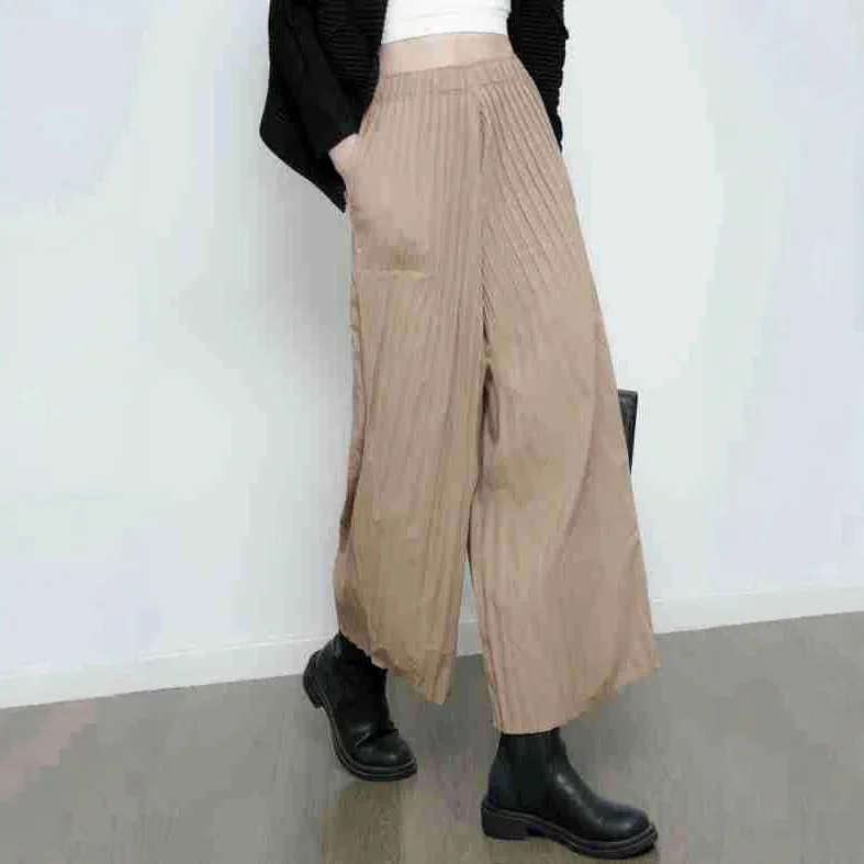 Miyake Pleated 2025 New Spring Draping Design Temperament Large Size Women Loose Slim Pleated Casual Wide-legged Trousers