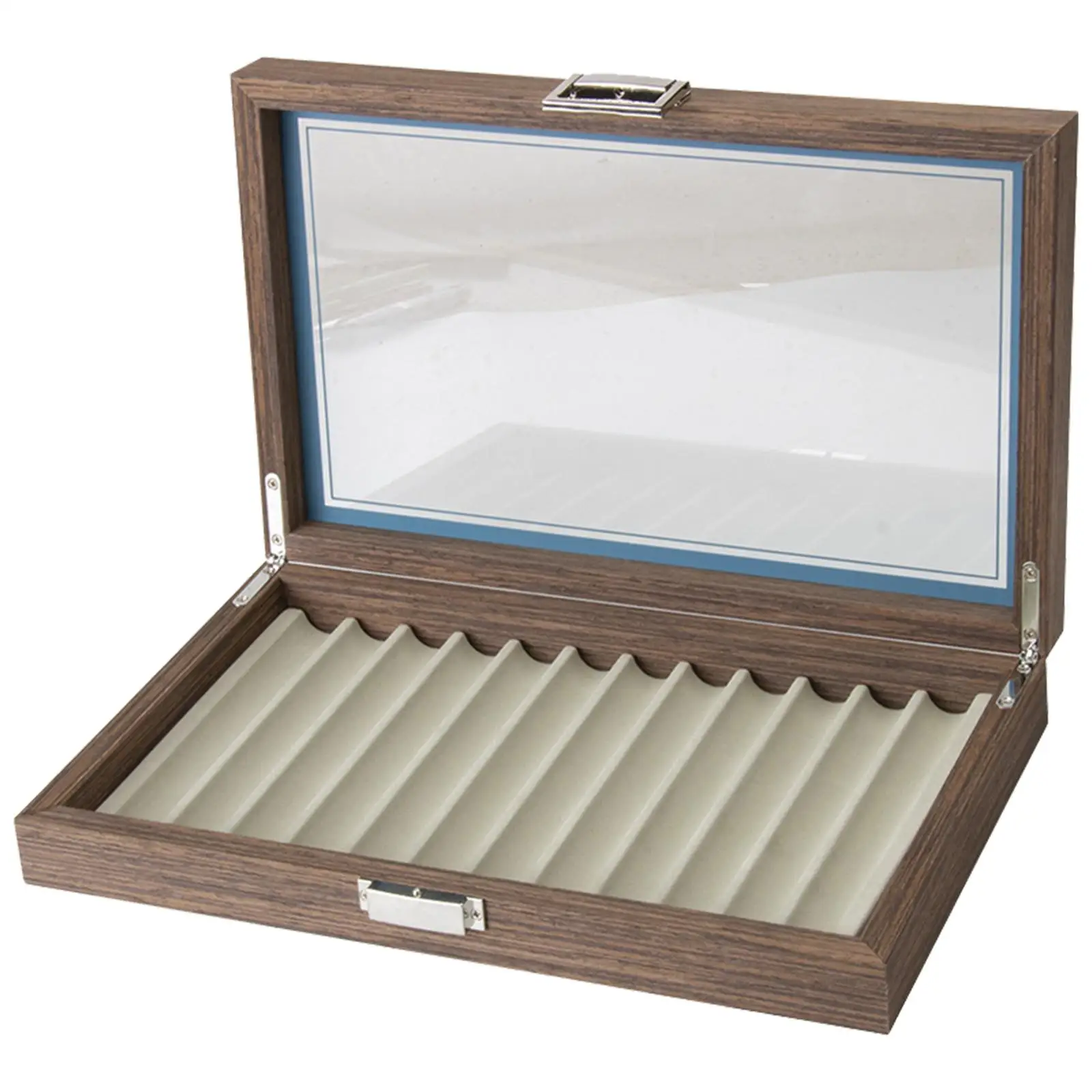 Display Box , Pen Collector with Glass Window Easier Shop or Home Accessories Bottom Non Slip Retro