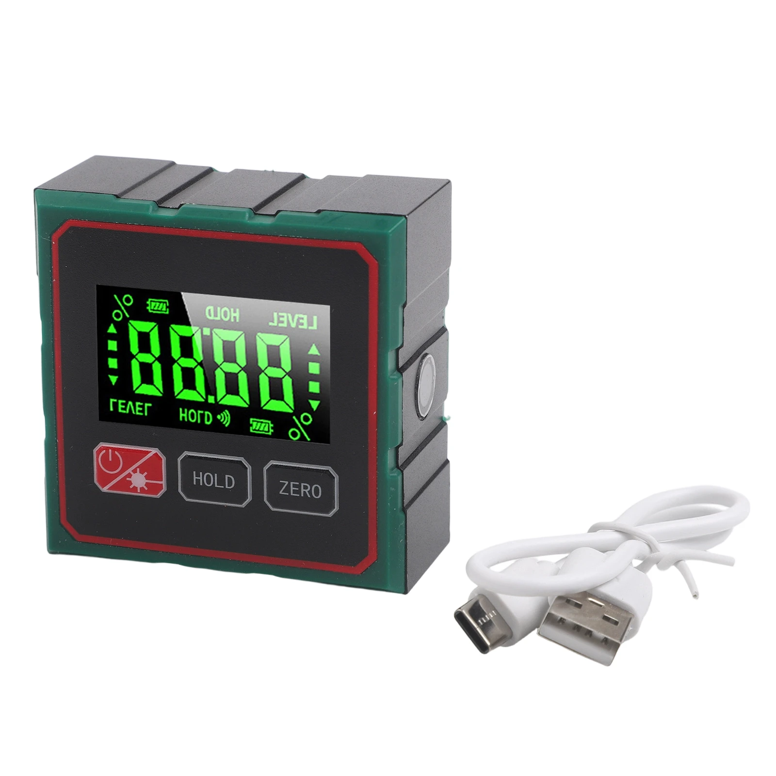 Typec Rechargeable Angle Meter with Magnetic Base Waterproof Design and LCD Display for Reliable Measurements in Construction
