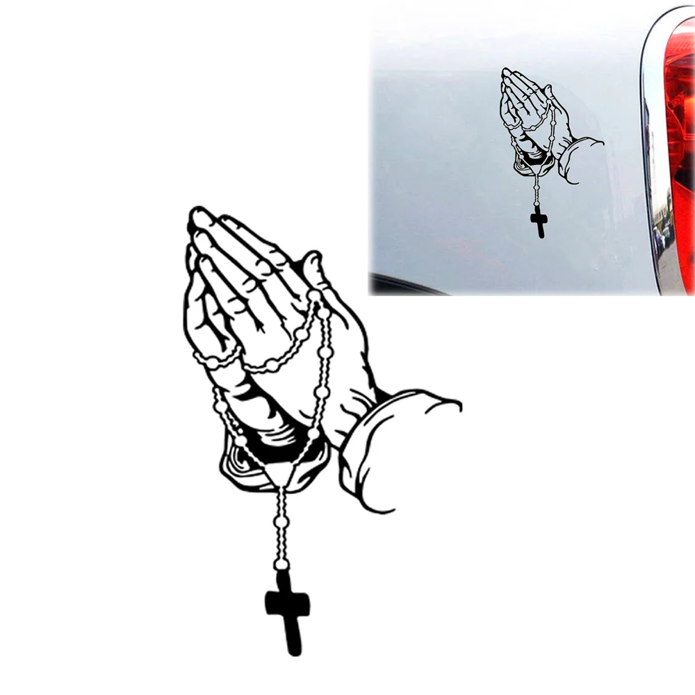 Car Body Sticker Buddha Hand Prayer Bead Holy Prayer Gesture Crucifix Style Motorcycle Fuel Tank Decorative Fashion Stickers