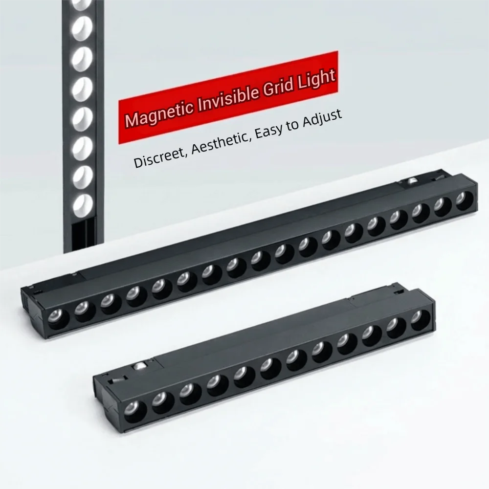 

48V Intelligent Magnetic Grille Light Track Light Dimmable Recessed Rectangle Long track lighting Linear Guide Lamp Grille Light