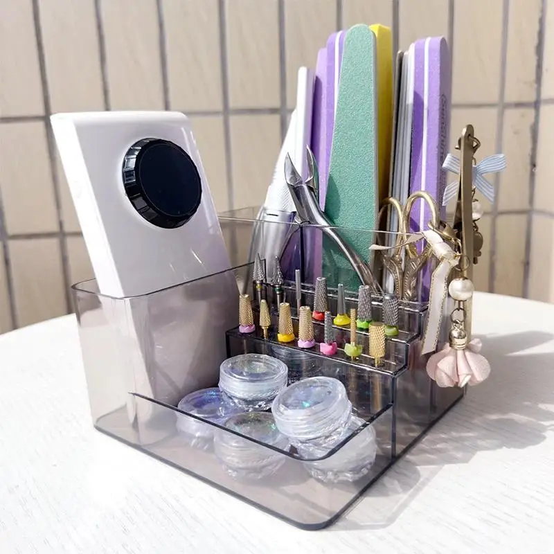 Nail Art Tool Storage Box Multi Compartment Nail Drill Bit Organizer Case, Waterproof Container for Travel Nail Art Kit Organiz