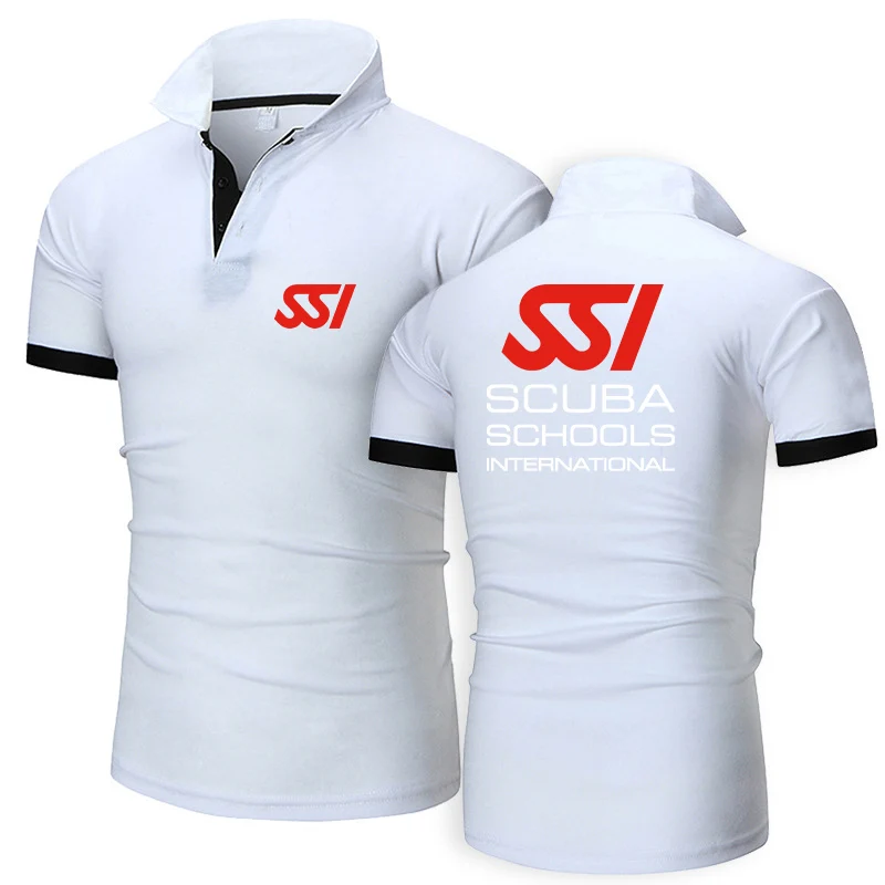 2024 New Scuba Diving Dive SSI Cotton Polo Shirts for Men Casual Solid Color Slim Fit Mens Polos Summer Fashion Brand Clothing