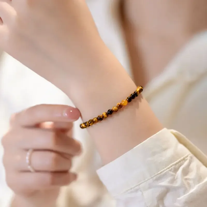 

UMQ Wealth Bracelet Pure Natural Tiger Eye Stone Bracelet Unpopular and Unbumped White Niche Crystal Hand String Women's Jewelry