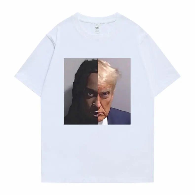 Rapper Playboi Carti Donald Trump Mugshot T-shirt Men Women Funny Rap Meme Narcissist Opium Whole Lotta Red Die Lit WLR Tshirt