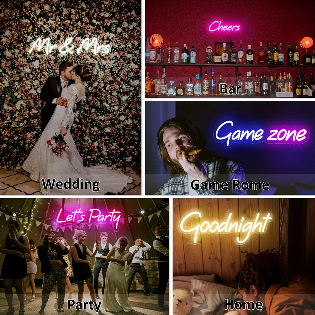 Custom Neon Sign Wall Decor with Dimmer USB Powered LED Night Light for Bedroom Party Bar Wedding Game Room Personalized Gifts