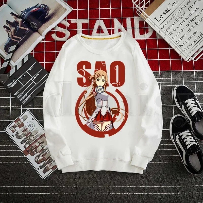 

Anime Sword Art Online SAO Kirito Yuuki Asuna Cartoon Print Male Crewneck Men Sweatshirt Mens Clothes Hip-Hop