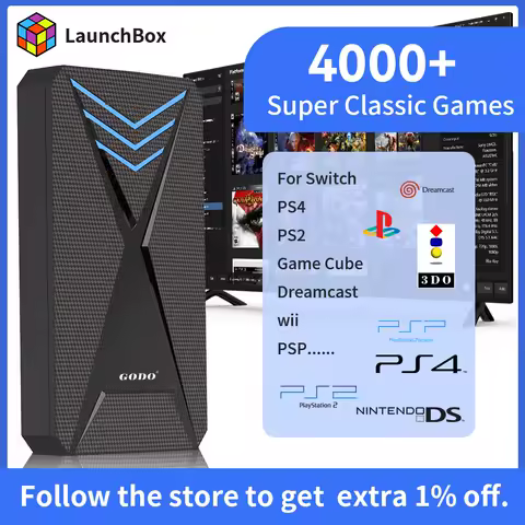 JMachen LaunchBox 2T Portable Game Hard Drive for PS4/PS3/Switch/PS2/WII/PS1/WiiU 4200+AAA/3D Games Hyper Base Lbox Game Console