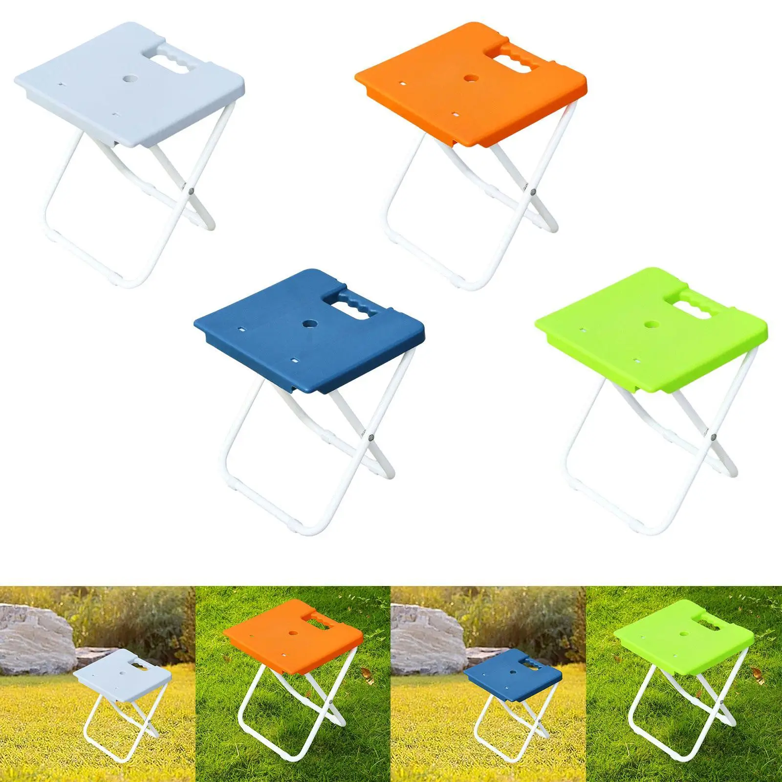 

Foldable Stool Portable Seat with Handle Simple AntiSlip Train Seating Stool