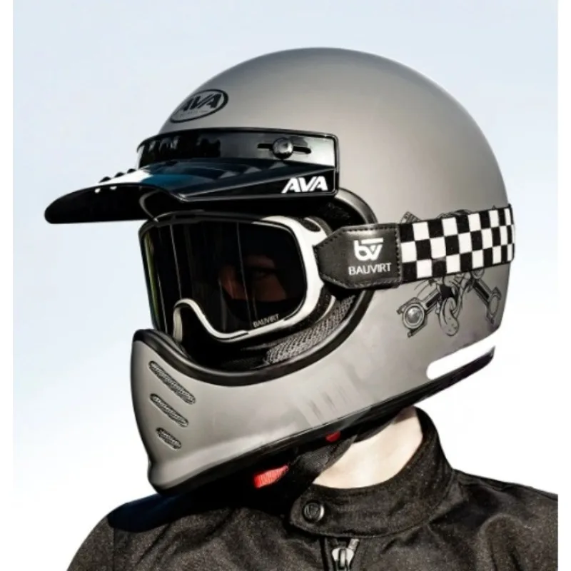AVA Motorcycle Helmet DOT ECE Certified Motobike Retro Full Helmet Men and Women Riding Safety Helmet Capacete De Motocicleta