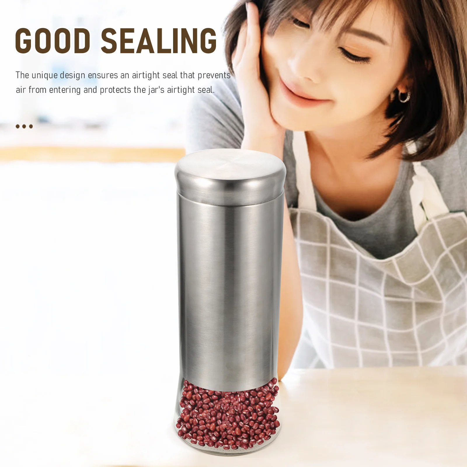 

Elegant Airtight Sealed Jars for Tea Coffee Beans Nuts Grains Safe Portable Cover 160oz Pantry Organization and Storage