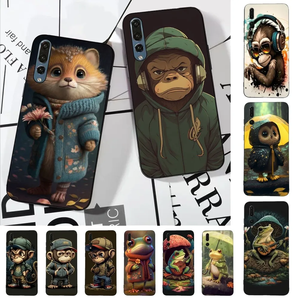 Monkey Frog Pig Cow Bird Cat Animal Phone Case For Huawei P 8 9 10 20 30 40 50 Pro Lite Psmart Honor 10 lite 70 Mate 20lite