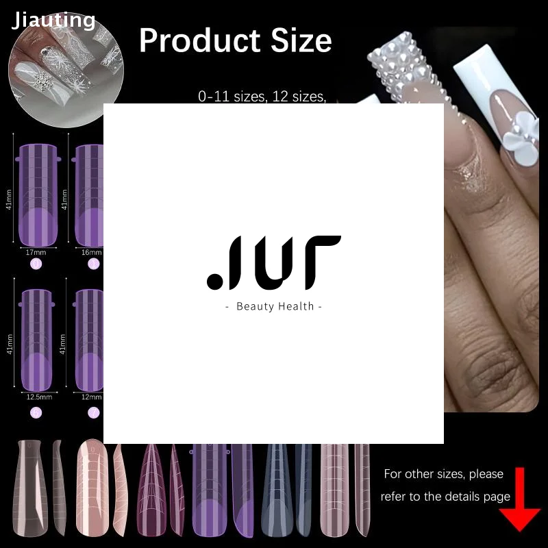 140 pçs/caixa formas de unhas conjunto colorido formas de unhas completas moldes superiores dicas para unhas formas de extensão de gel ferramentas de molde de construção falsa