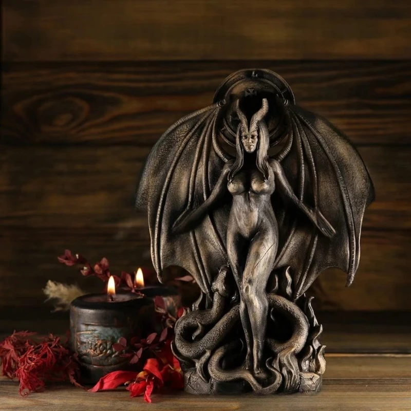 Statue - Gothic resin statue, Halloween home decoration with mysterious symbolic meaning, dark altar center (20cm)