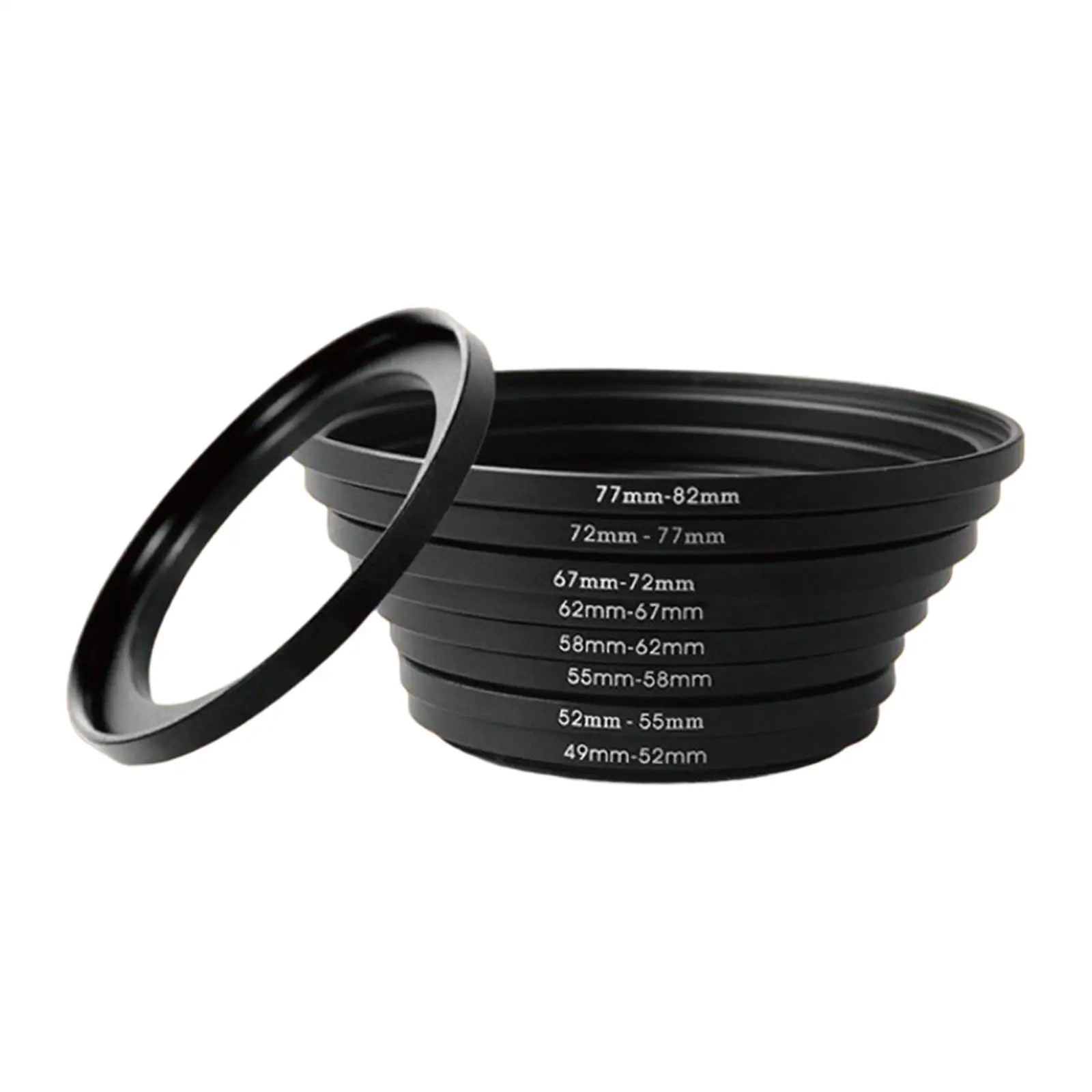 8-pack Stepping Down Rings Lens Adapter Filter Kit 82-77-72-67-62-58-55-52-49mm