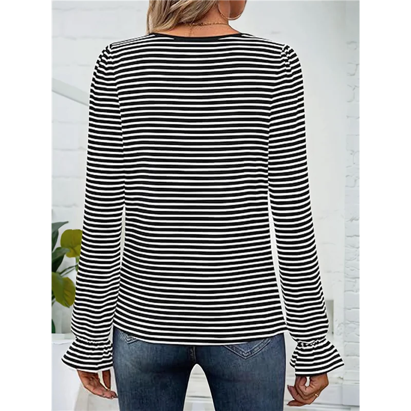 

CGS-Women's Puff Long Sleeve Square Neck Shirts Fall Causal Trendy Tunic Tops