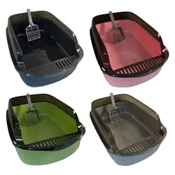 Open Top Litter Box Supplies Large Capacity Slotted Tray Portable Pet Toilet Sand Box for Senior Cats Kittens Kitty Indoor Cats