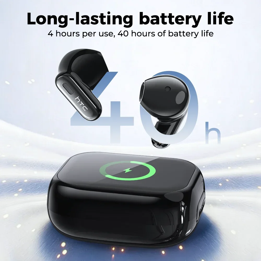 HTC NE68 Bluetooth Earphones AI Translator Earbuds LED Full-Color Touchscreen TWS In-Ear Wireless Headphones Comfortable