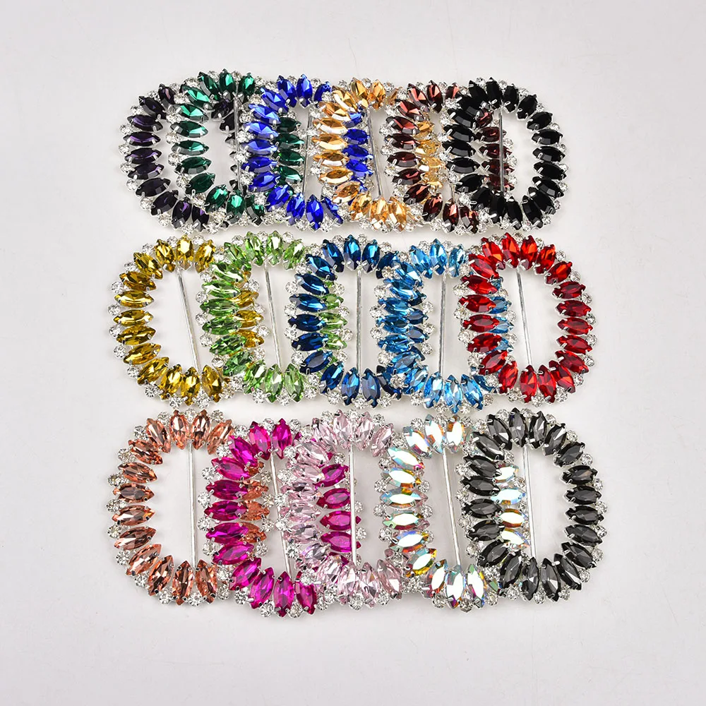 1Pcs Rhinestone Appliques Diy Tie Buckles Clothing Dress Belt High-End Crystal Diamond Decoration Shoe Buttons Hair Accessories