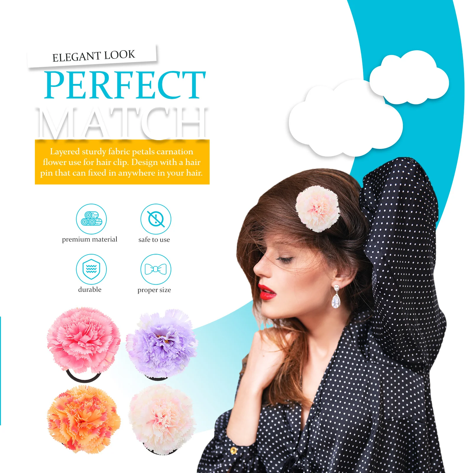 

4 шт. искусственных цветочных заколок для волос с многослойными тканевыми лепестками, цветочные заколки для женщин, для свадьбы, вечеринки, выпускного, для подружек невесты