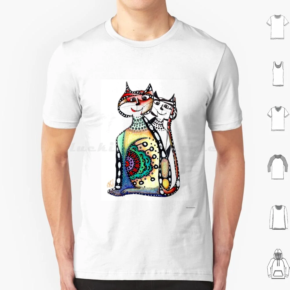 Alebrijesque Cats 1-Bibiwildstudio T Shirt 6xl Cotton Cool Tee Cat Feline Alebriijes Pets Ink Doodle Bibiwildstudio Whimsy