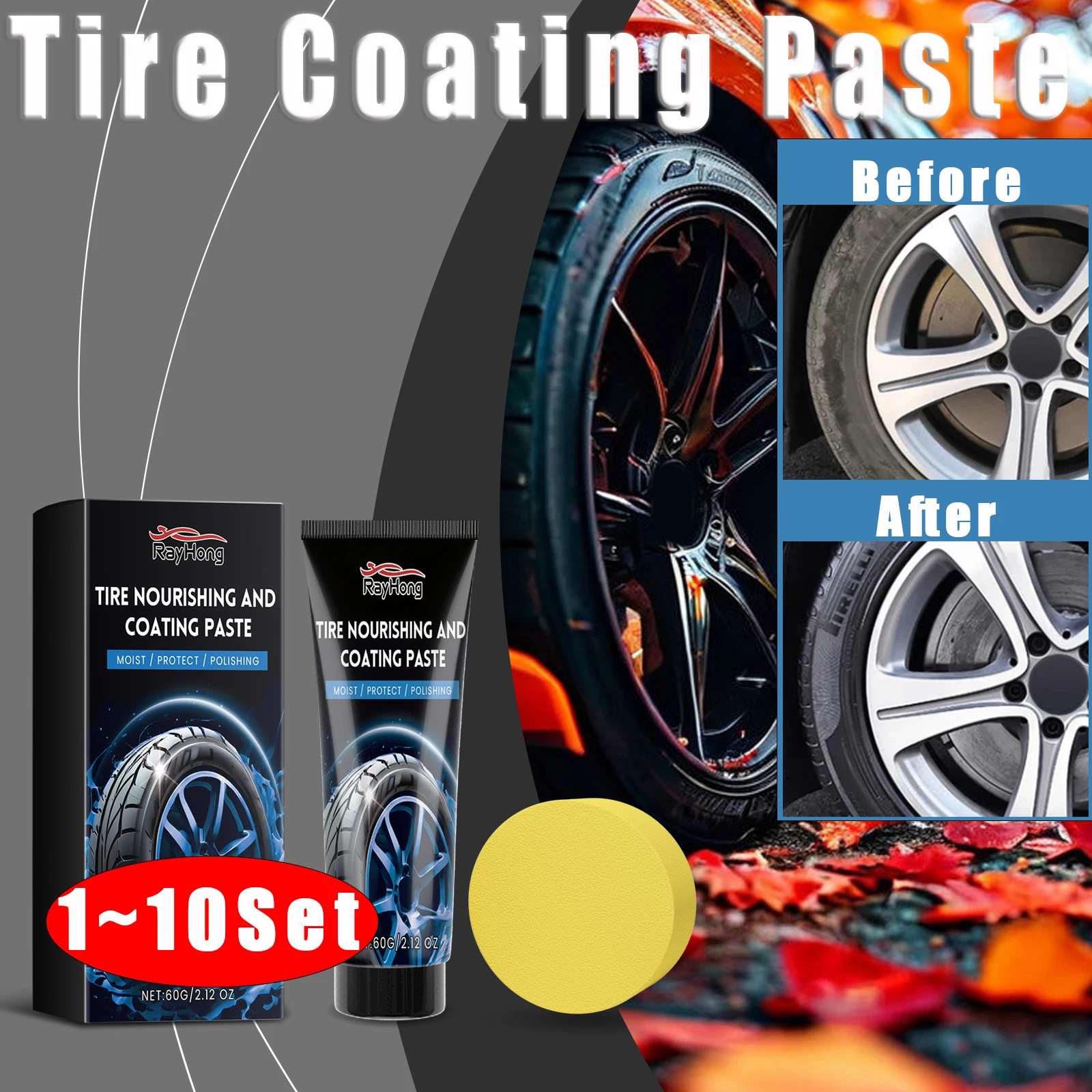 60g Tire Coating Wax Car Tire Retreading and Film Plating Cream Tire Shine Coating Wax Auto Rubber Parts Shiny Paste Anti-Aging