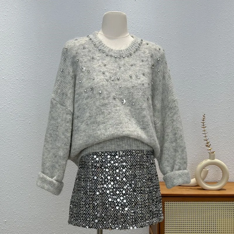 

Korean Cross Front Sweater Cape Collar Solid Color Cardigan Transitional Cover Up