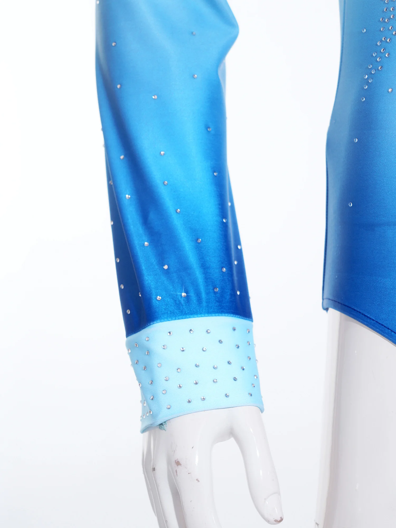 

Мужские купальники для фигурного катания, костюмы для выступлений, с длинными рукавами, градиентного цвета, со стразами, цельные, для балета и танцев