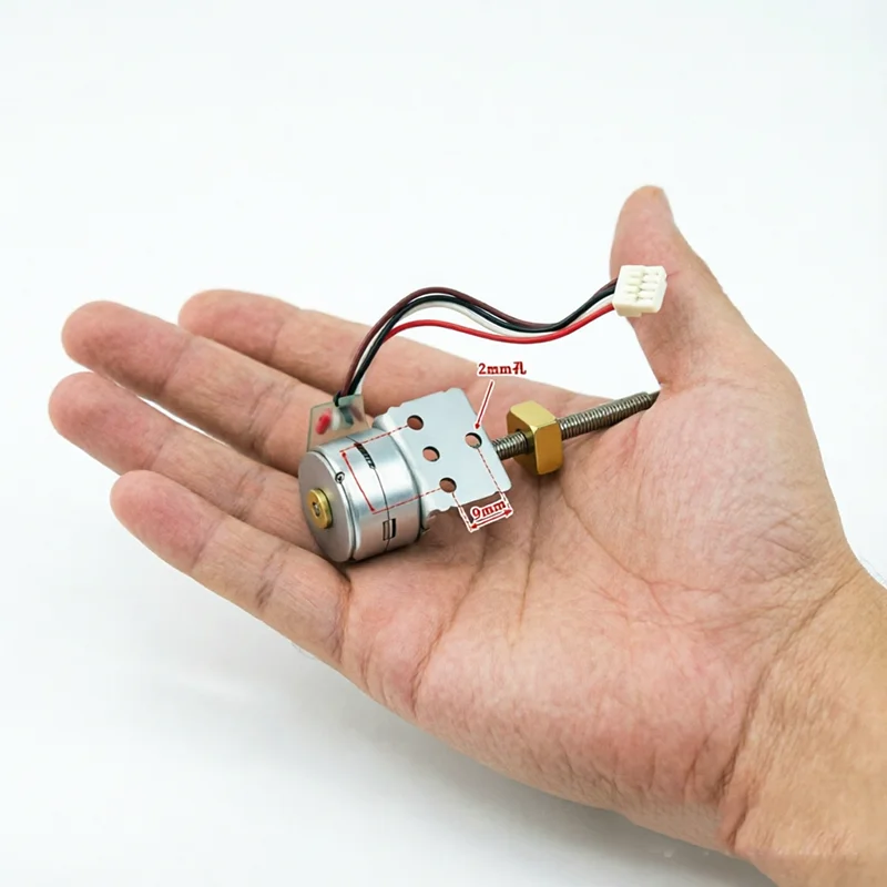 2-Phase 4-Wire 15mm Micro Linear Stepper Motor with Copper Push Block & Precision Lead Screw Stroke 36mm