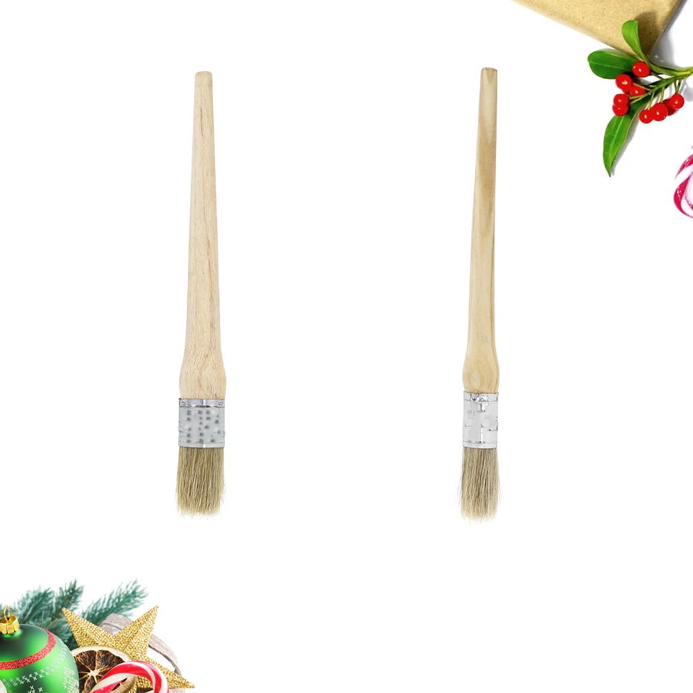 

2 PCS Wax Brush Professional Paint Brushes Bristles Round Painting Wooden Bamboo Waxing