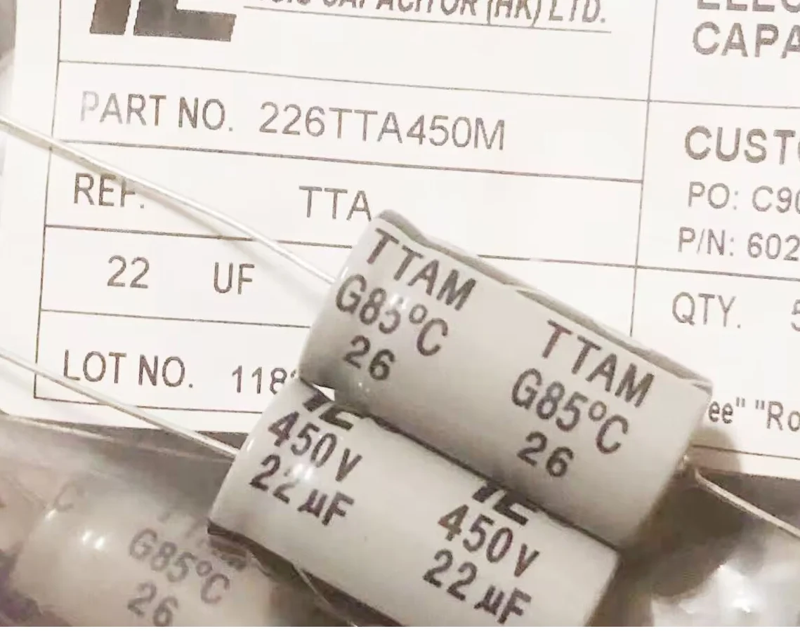 

5PCS/LOT IC TTAM 450V 22UF 16*32mm High-end axial audio filter electrolytic capacitor